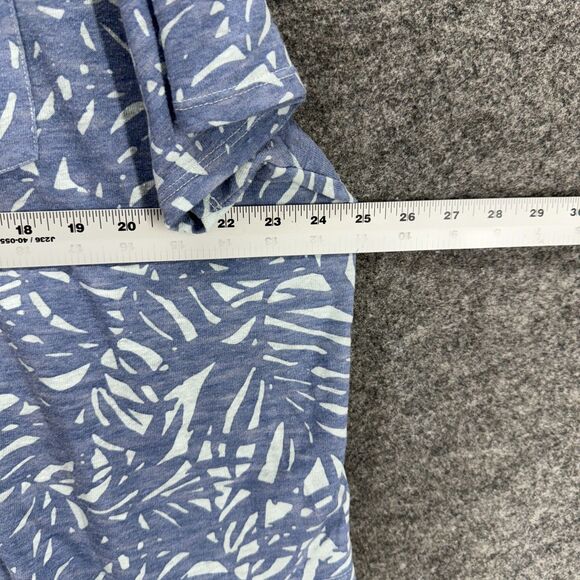 Old Navy T-Shirt Women 2XL Blue Floral Short Sleeve Linen Round Neck Casual - Picture 5 of 7